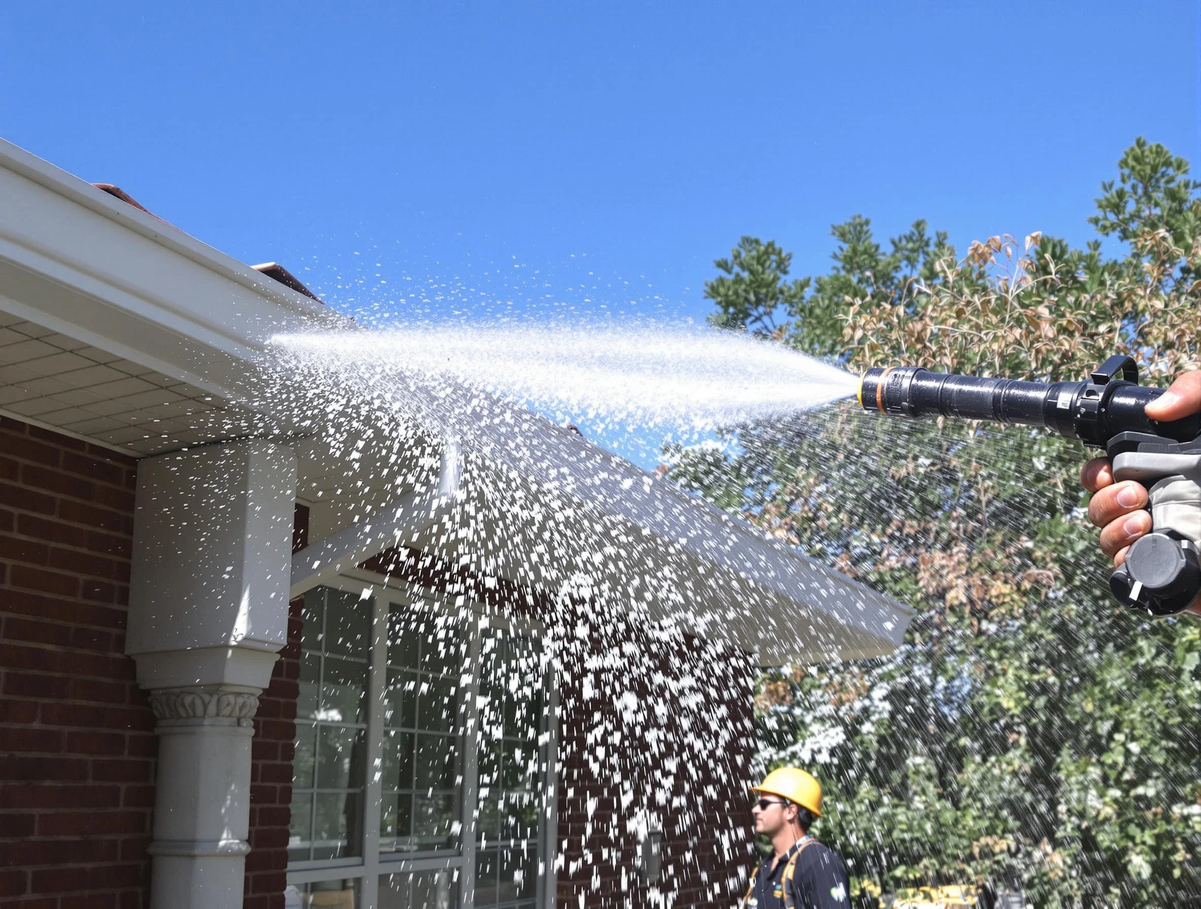 Cleared downspout by Bay Village Roofing Company ensuring unrestricted flow in Bay Village, OH