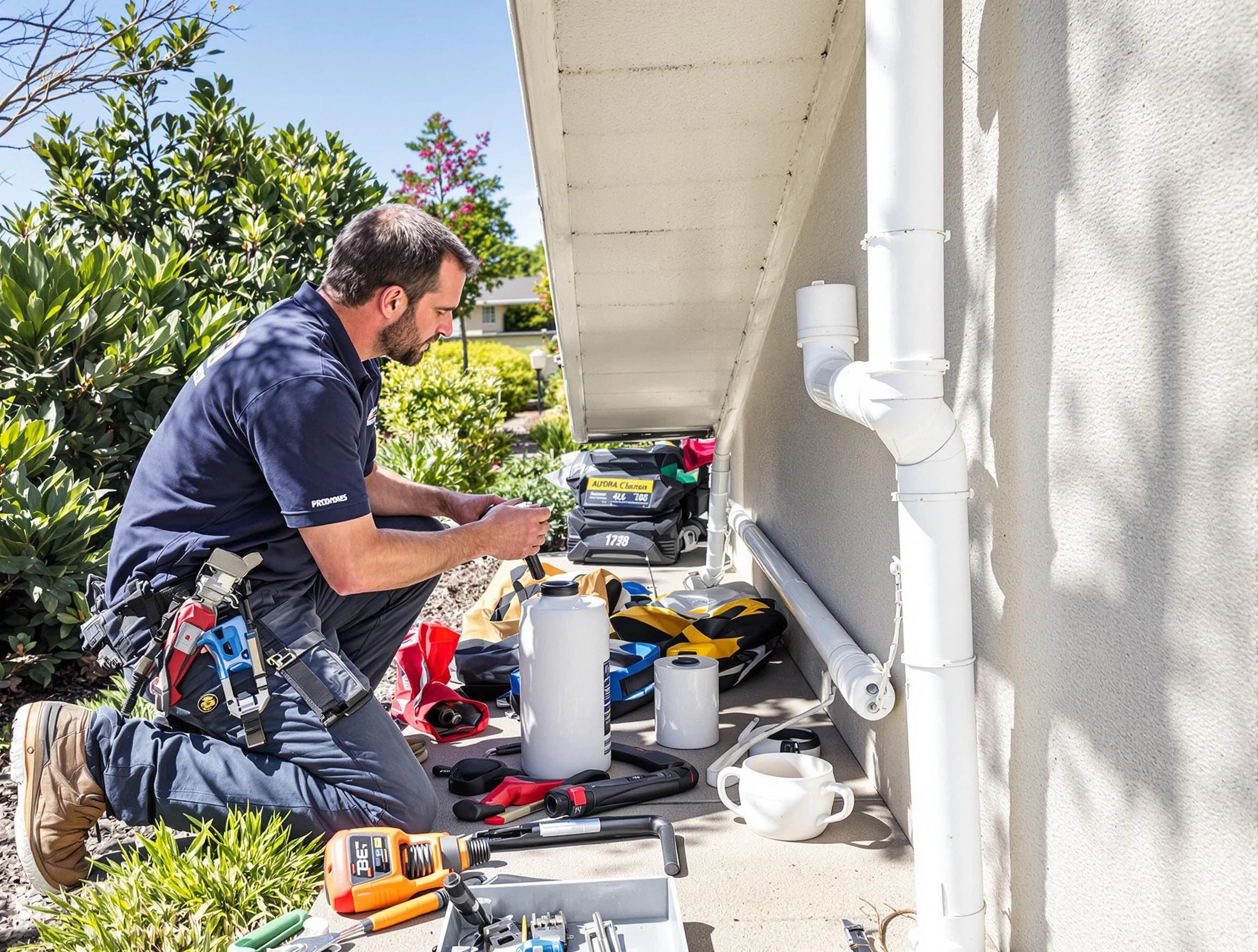 Bay Village Roofing Company expert fixing a downspout in Bay Village, OH