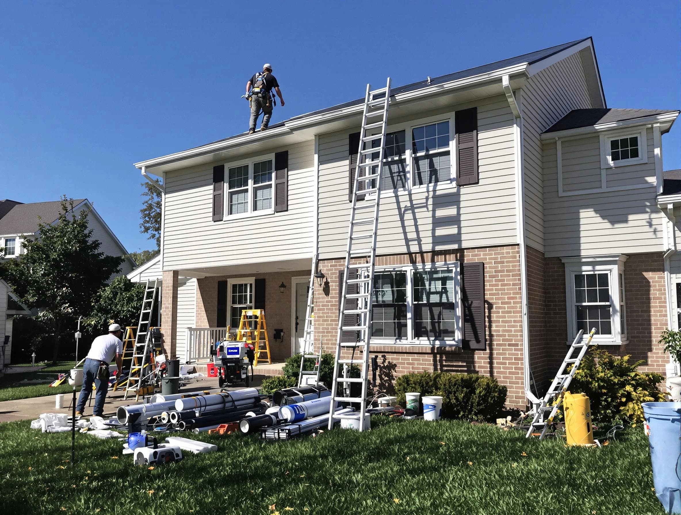 Bay Village Roofing Company completing a gutter replacement in Bay Village, OH