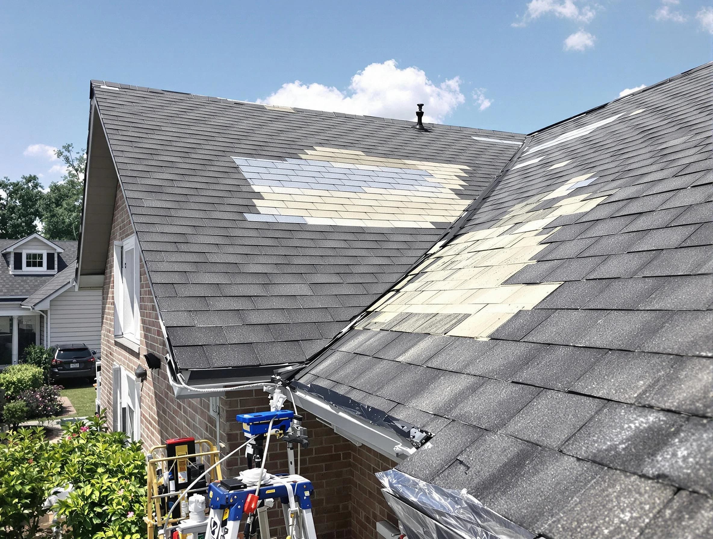 Close-up of roof repairs by Bay Village Roofing Company in Bay Village, OH