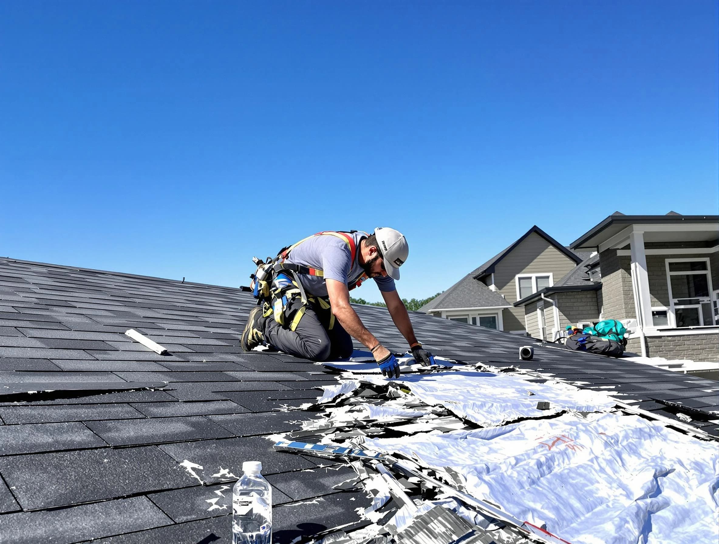 Bay Village Roofing Company repairing a roof section in Bay Village, OH